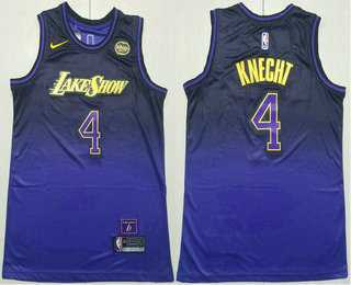 Mens Los Angeles Lakers #4 Dalton Knecht Purple 2024 City Edition Swingman Stitched Jersey